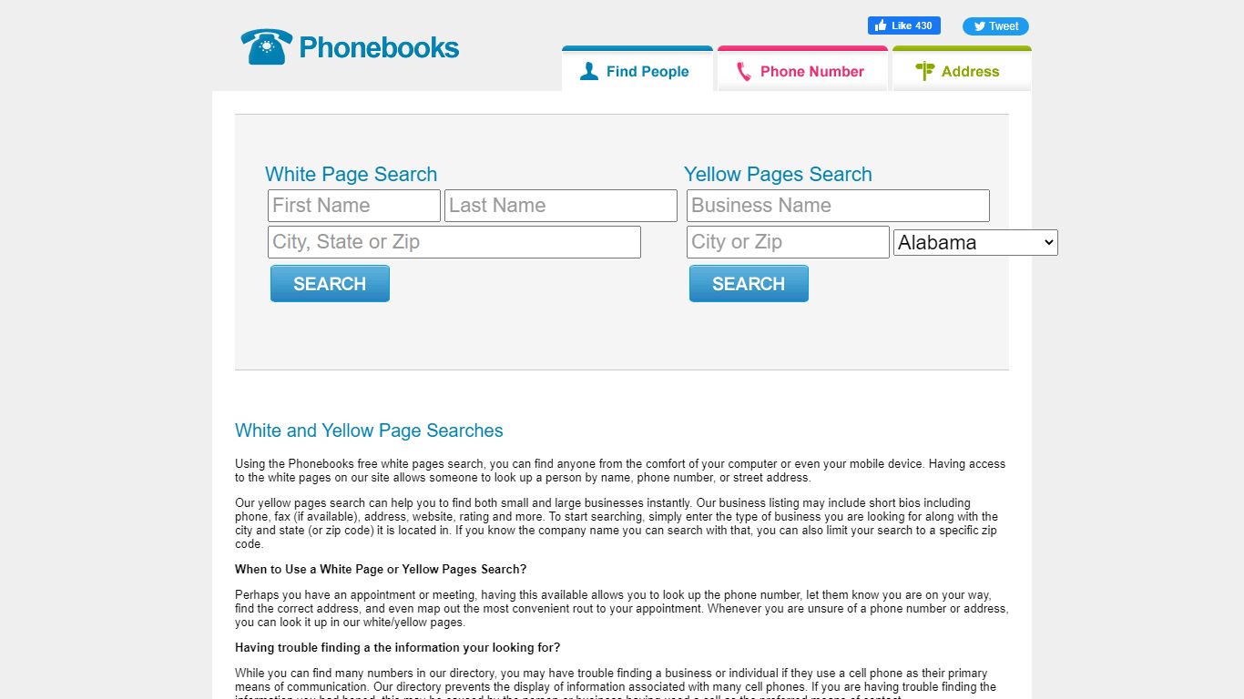 Free White Pages and Yellow Pages - Phonebooks